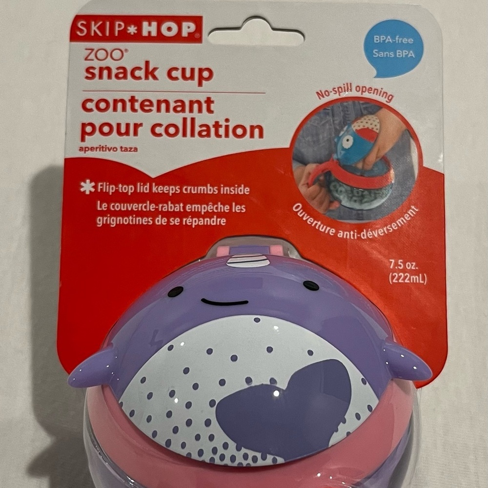 Narwhal Skip Hop Zoo Snack Cup Baby with flip lid 7.5oz Perfect for Kids!